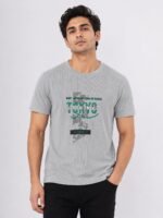 Steel Grey Printed Half T-Shirt for Men | Urban Designs