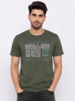 Dark Green Printed Half Sleeve T-Shirt Premium