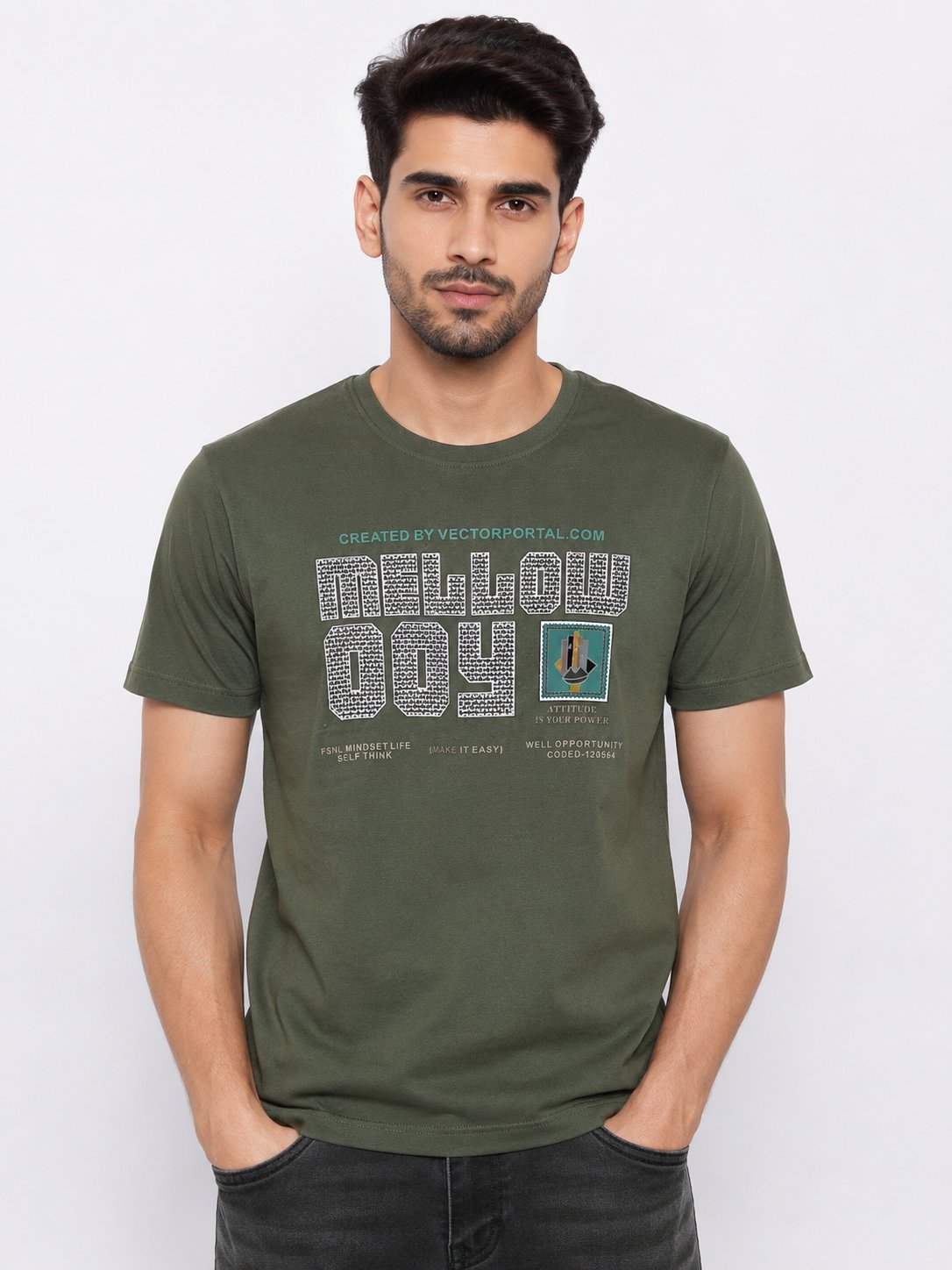 Dark Green Printed Half Sleeve T-Shirt Premium Dark Green Printed Half Sleeve T-Shirt Premium
