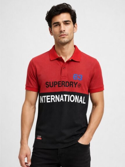 Red Black Polo Half Sleeve T-Shirt for Men