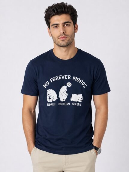 Trendy Designs Dark Blue Printed T-Shirt Half Sleeve