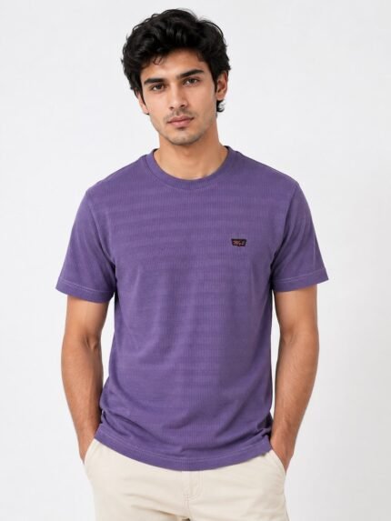 Trendy Lite Purple Plain Half Sleeve T-Shirt Premium