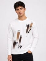 White Printed Full Sleeve T-Shirt for Men