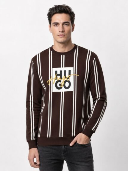 Dark Brown Stripe Full Sleeve T-Shirt for Men Premium