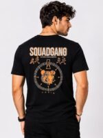 Stylish Black Back Print Half T-Shirt for Men