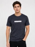 Dark Grey Plain Popcorn Half Sleeve T-Shirt for Men