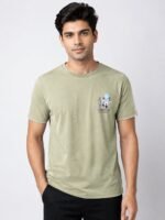 Classic Lite Green Back Print Half Sleeve T-Shirt for Men