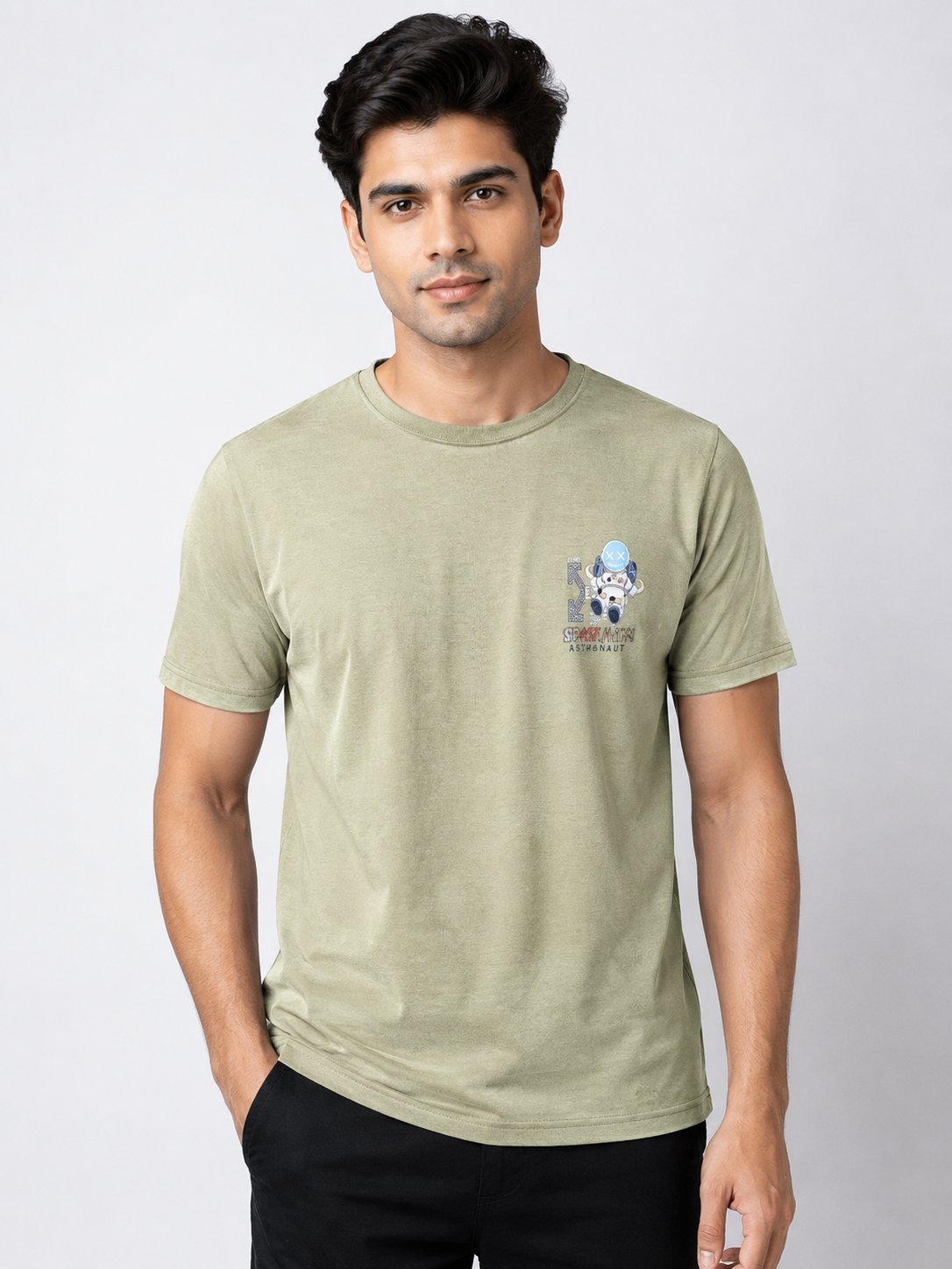 Classic Lite Green Back Print Half Sleeve T-Shirt for Men Classic Lite Green Back Print Half Sleeve T-Shirt for Men