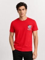 Stylish Red Back Print Half T-Shirt for Men