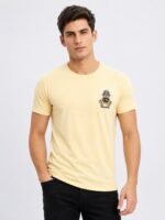 Lite Yellow Back Print Half T-Shirt for Men