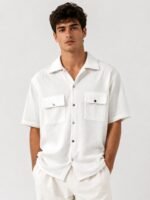 Classic White Double Pocket Oversize Shirt Utility Shirt