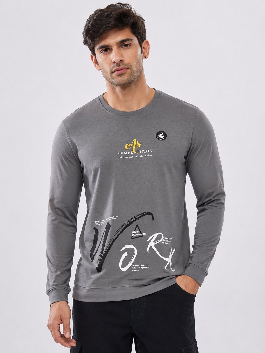 Lite Grey Printed T-Shirt for Men Trendy Streetwear Lite Grey Printed T-Shirt for Men Trendy Streetwear
