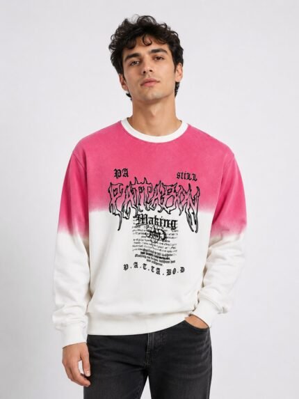 Lite Pink Full Sweatshirt for Men Trendy Pastel