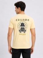 Lite Yellow Back Print Half T-Shirt for Men