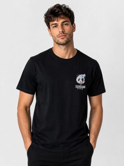 Stylish Black Back Print Half T-Shirt for Men