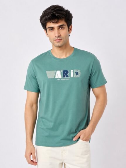 Men's Lite Green Printed T-Shirt Premium Summer Fashion