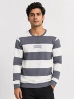 Men's Lite Grey Stripe T-Shirt Soft Cotton Comfort