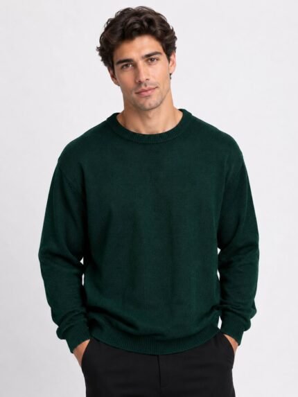 Dark Green Flatknit T-Shirt for Men Modern Fit