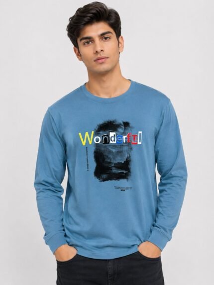Royal Blue Print T-Shirt - Premium Graphic Tee