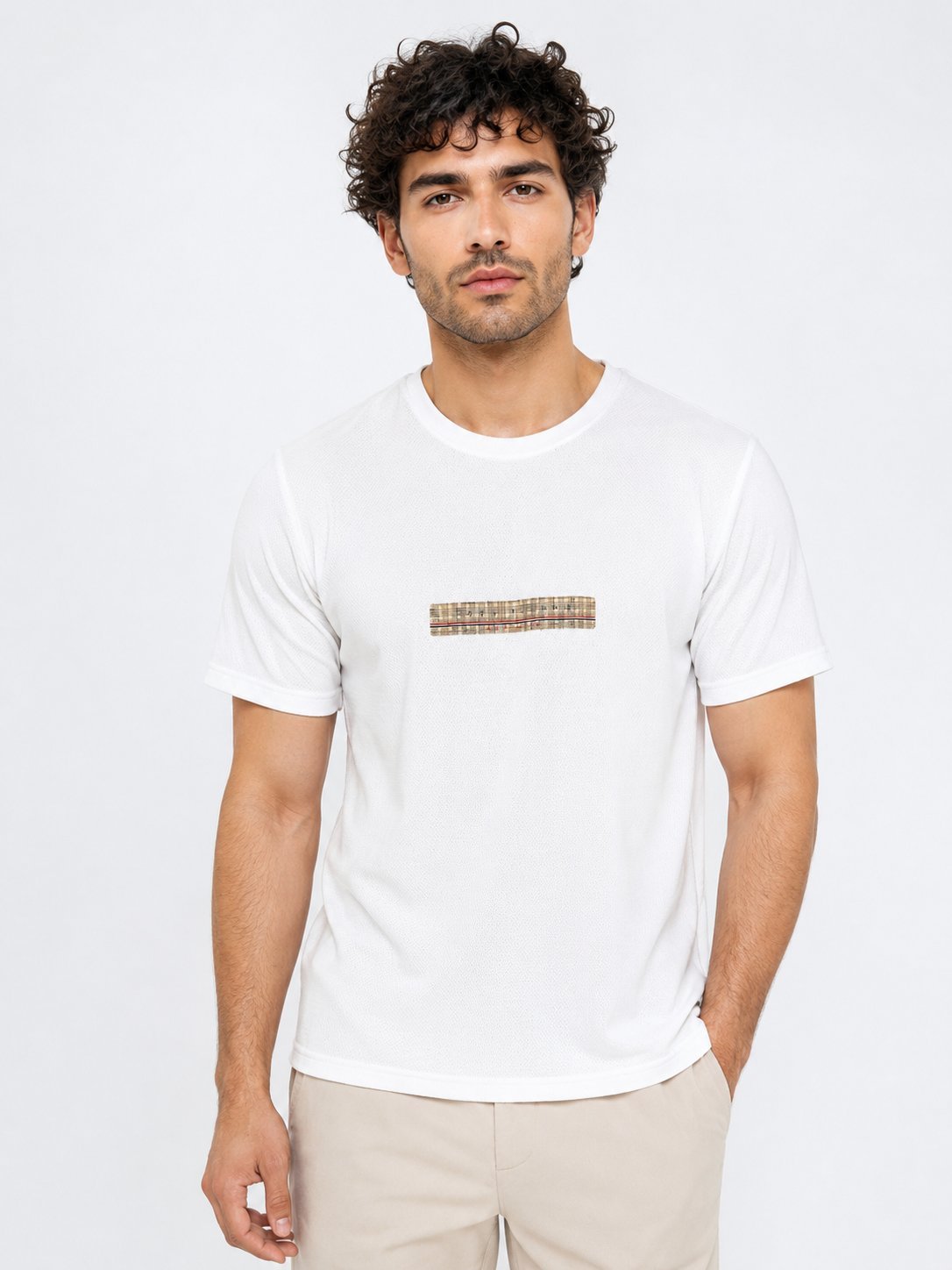 Plain White Popcorn Half Tshirt for Men Plain White Popcorn Half Tshirt for Men