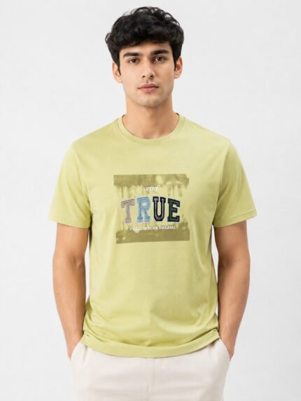 Stylish Men's Lite Yellow Printed T-Shirt Premium Summer Style