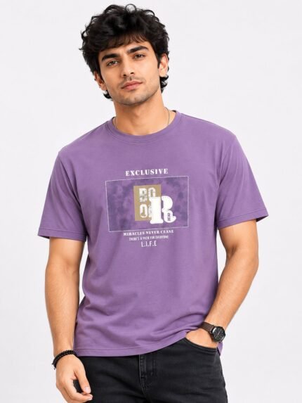 Men's Lite Purple Printed T-Shirt Premium Unique Prints