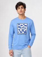 Sky Blue Printed Full T-Shirt for Men Summer Essential
