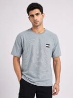 Lite Grey Plain Popcorn Half Tshirt For Men Premium
