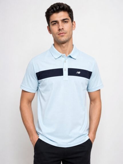 Plain Sky Blue Half Sleeve Polo T-Shirt for Men