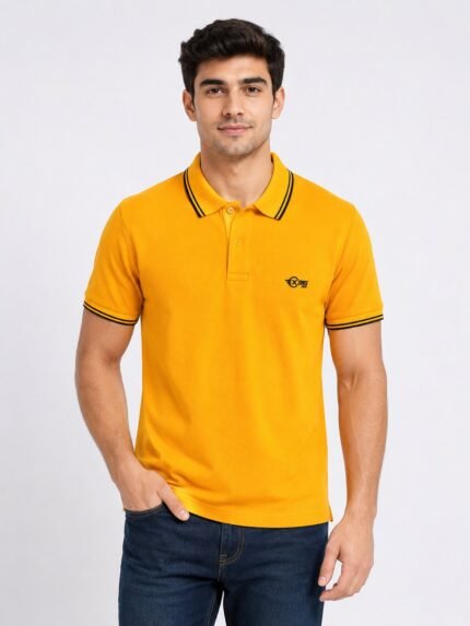 Men’s Yellow Plain Polo T-Shirt Premium Vibrant Casual Wear