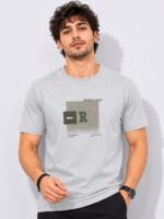 Men's Lite Grey Printed T-Shirt Premium Trendy Street Style