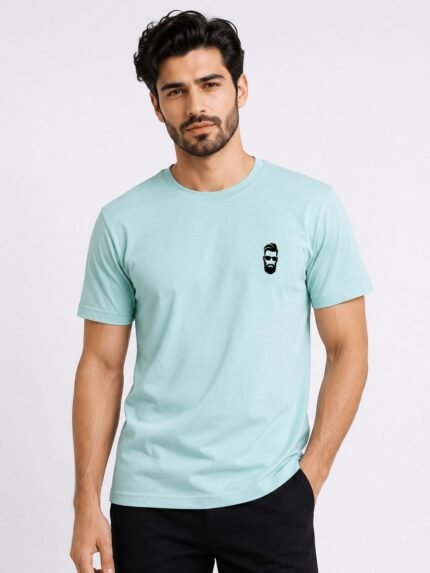 Basic Sky Blue Plain Half T-Shirt for Men | Premium Regular Fit