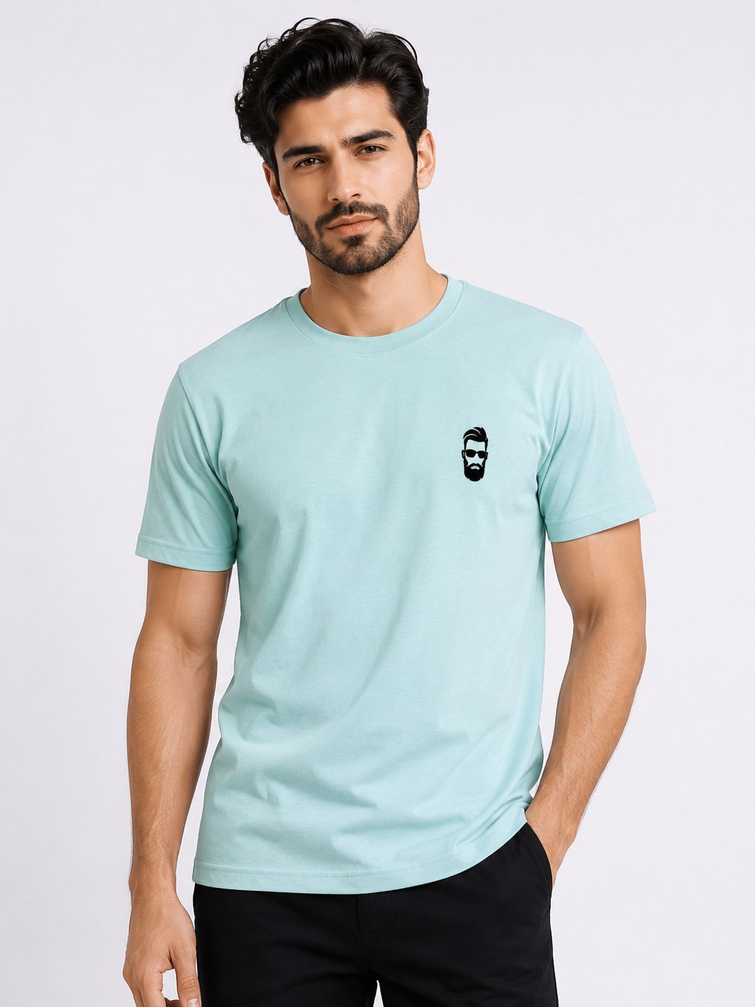 Basic Sky Blue Plain Half T-Shirt for Men | Premium Regular Fit Basic Sky Blue Plain Half T-Shirt for Men | Premium Regular Fit