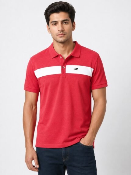 Plain Pink Half Sleeve Polo T-Shirt for Men
