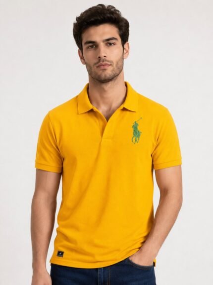 Premium Solid Yellow Polo T-Shirt for Men Classic Fit