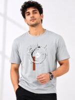 Men's Lite Grey Printed Half Sleeve T-Shirt Cool Style
