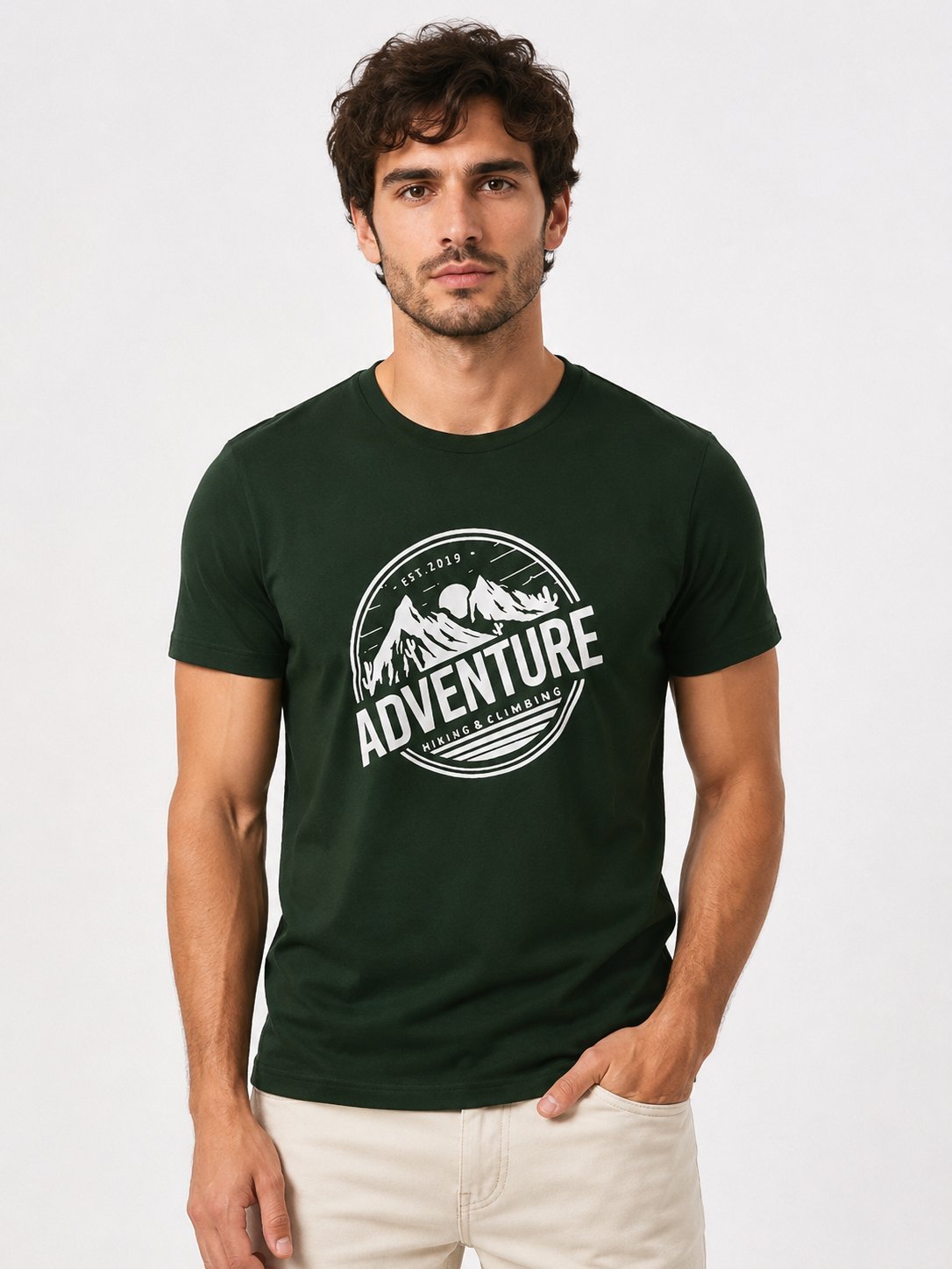 Stylish Dark Green Printed Half Sleeve T-Shirt Premium Stylish Dark Green Printed Half Sleeve T-Shirt Premium