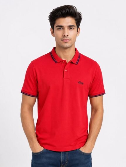 Men’s Dark Red Plain Polo T-Shirt Premium Casual Elegance