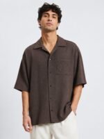 Dark Brown Plain Oversize Shirt for Men Earthy Style