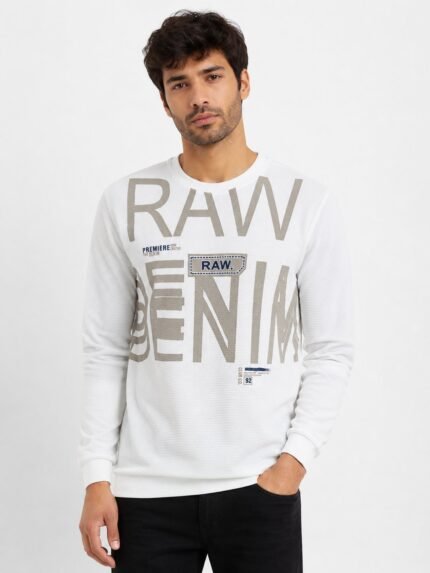 Men's Stylish White Printed Full T-Shirt - Premium, Slim Fit