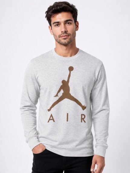 Men's Cream Printed Full T-Shirt - Premium Slim Fit