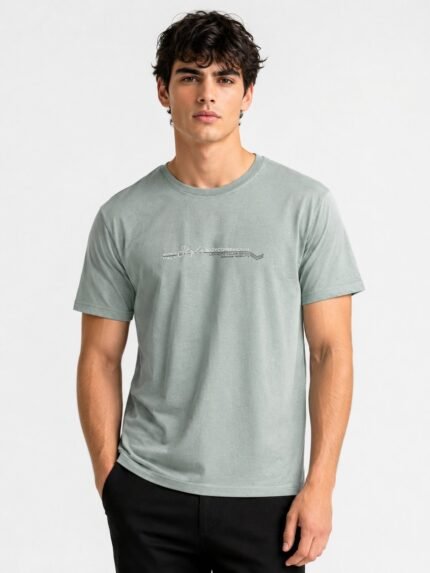 Lite Grey Plain Half T-Shirt for Men
