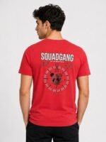 Trendy Red Back Print Half T-Shirt for Men