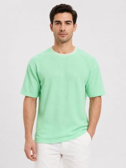 Lite Green Popcorn Half Tshirt for Men & Premium