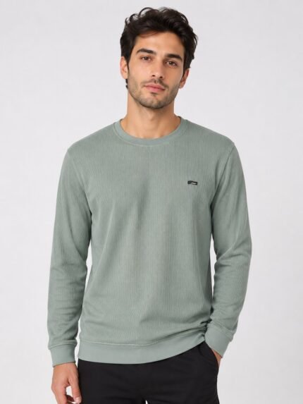 Men's Green Full Sleeve T-Shirt | Comfort Fit