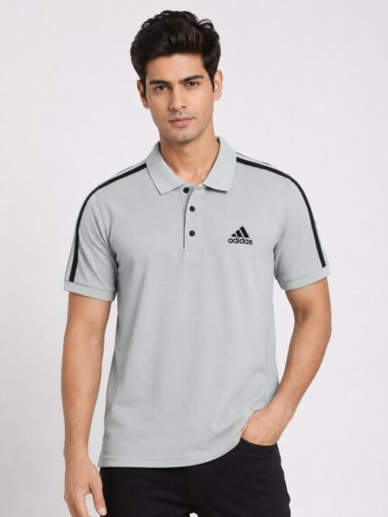 Lite Grey Plain Polo T-Shirt for Men | Minimalist & Versatile