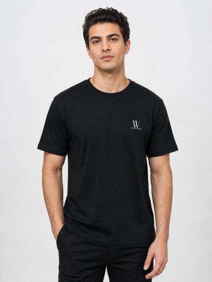 Stylish Black Plain Half Sleeve T-Shirt for Men | Slim Fit