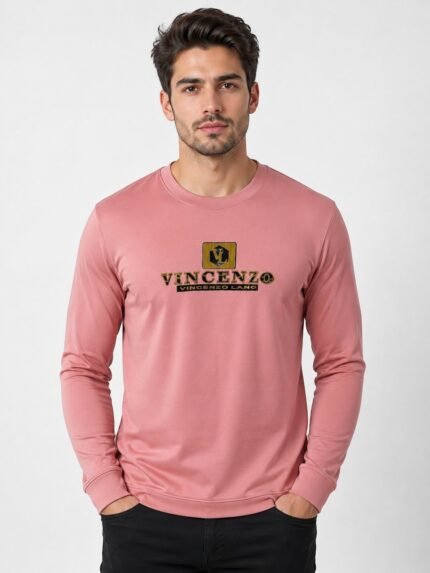 Trendy Pink Print Full Sleeve T-Shirt for Men
