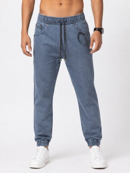 Glaucous Blue Denim Track Pants Jogger-Style Hybrid