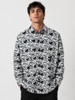 Classic Digital Printed Lite Grey Full Shirt Premium Cotton